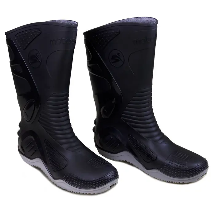 Bota de PVC N40 Preto com Sola Cinza para Motoqueiro MOTOSAFE-84BPM60040C
