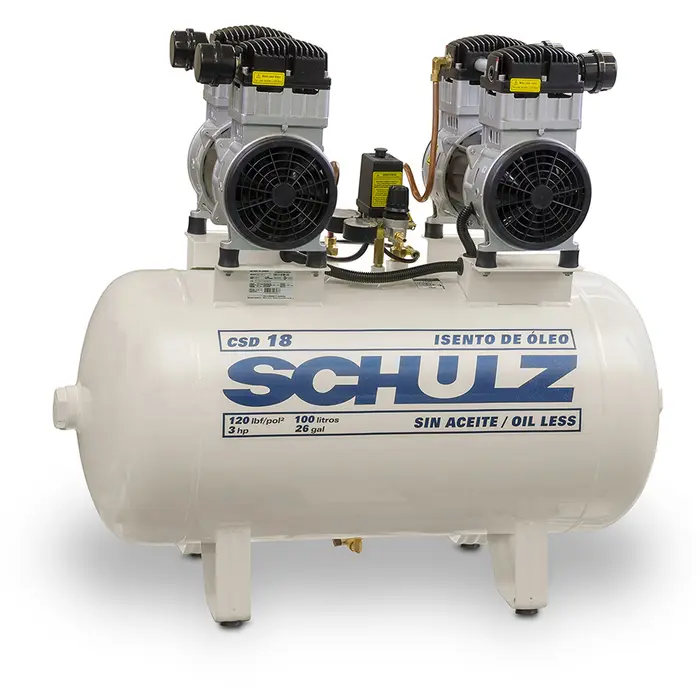Compressor de Ar Odontológico 100L 3HP 220V Schulz CSD 18/100
