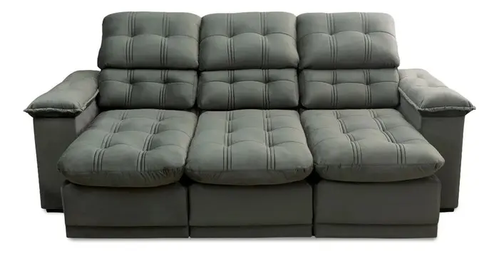 Sofá Retrátil Reclinável Atenas 2,30m Suede Velut Cinza