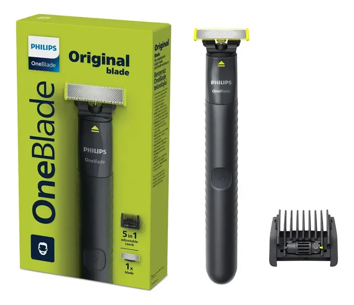 Barbeador e Aparador Elétrico Philips OneBlade com Pente 5 em 1, Sem Fio e À Prova De#039;Água - QP